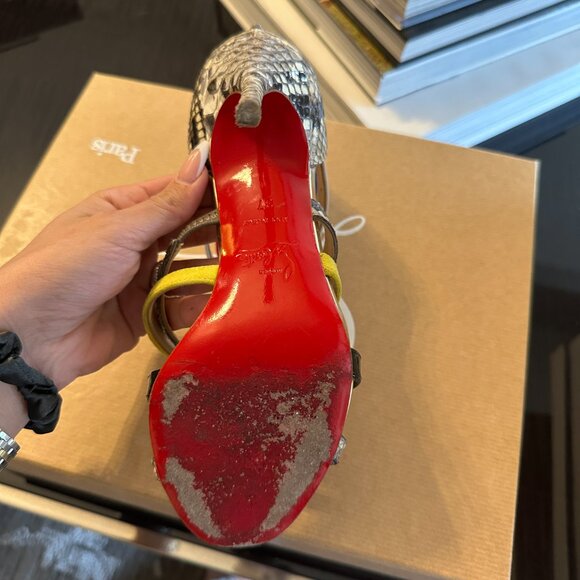 Suede Snakeskin Patent Metallic Calfskin Mariniere 100 Cage Sandals Multicolor - Picture 4 of 7